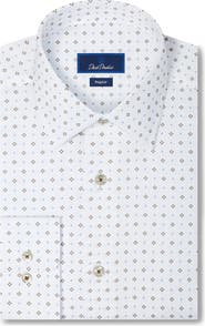 David Donahue Regular Fit Neat Print Cotton Dress Shirt