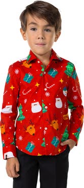 OppoSuits Kids' Festivity Red Icons Long Sleeve Shirt