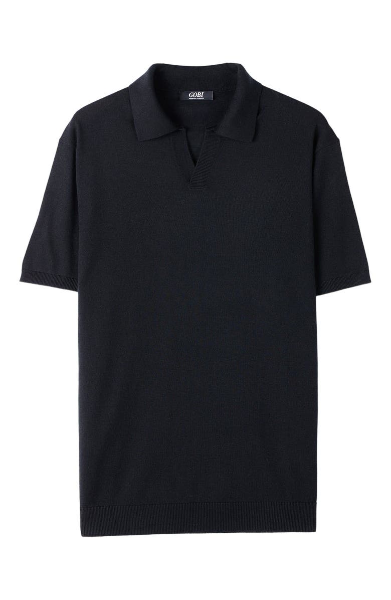 GOBI Mongolian Cashmere Silk Cashmere Polo Shirt, Alternate, color, Black