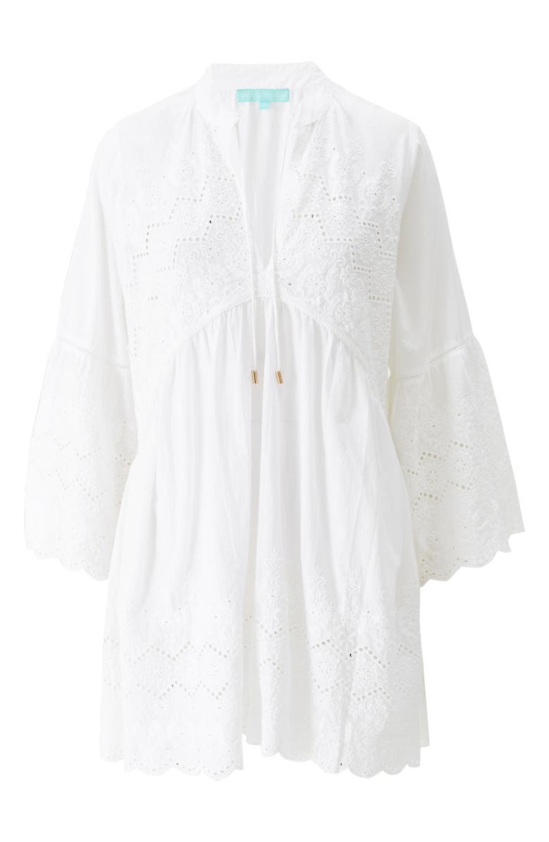 Melissa Odabash Sebenna Cotton Eyelet Cover-Up Dress, Alternate, color, White