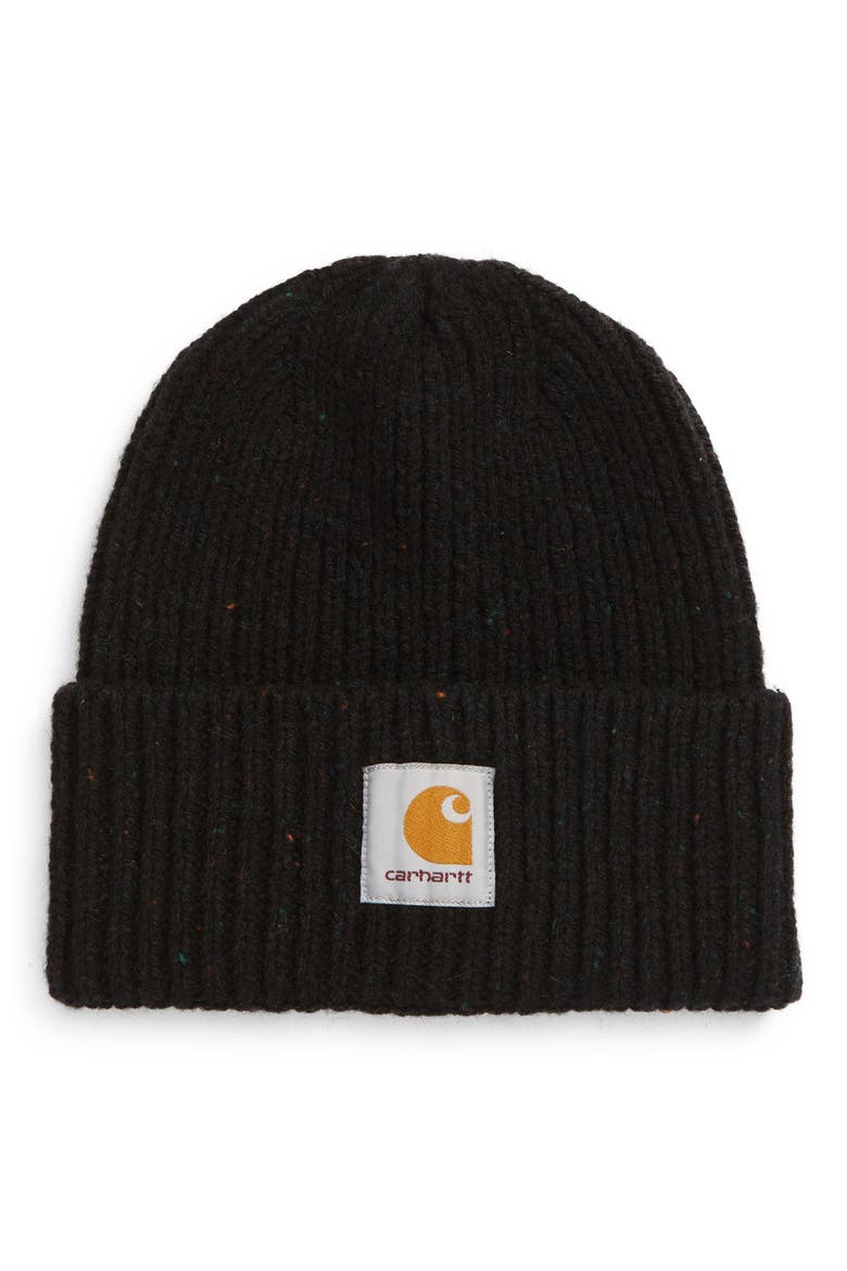 Anglistic Wool & Cotton Cuff Beanie, Main, color, SPECKLED BLACK