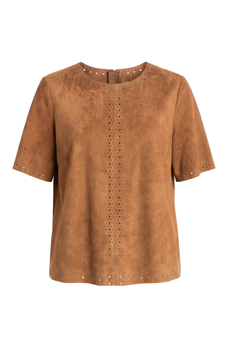 Chloe Genuine Suede Top, Main, color, Chestnut