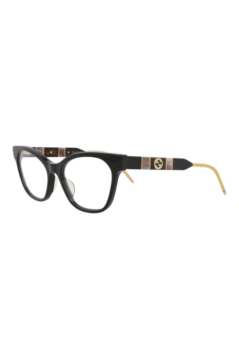 52mm Cat Eye Optical Glasses, Alternate, color, BLACK BLACK TRANSPARENT