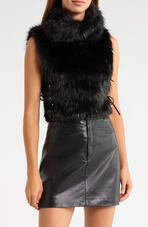 Lucy Faux Fur Funnel Neck Vest