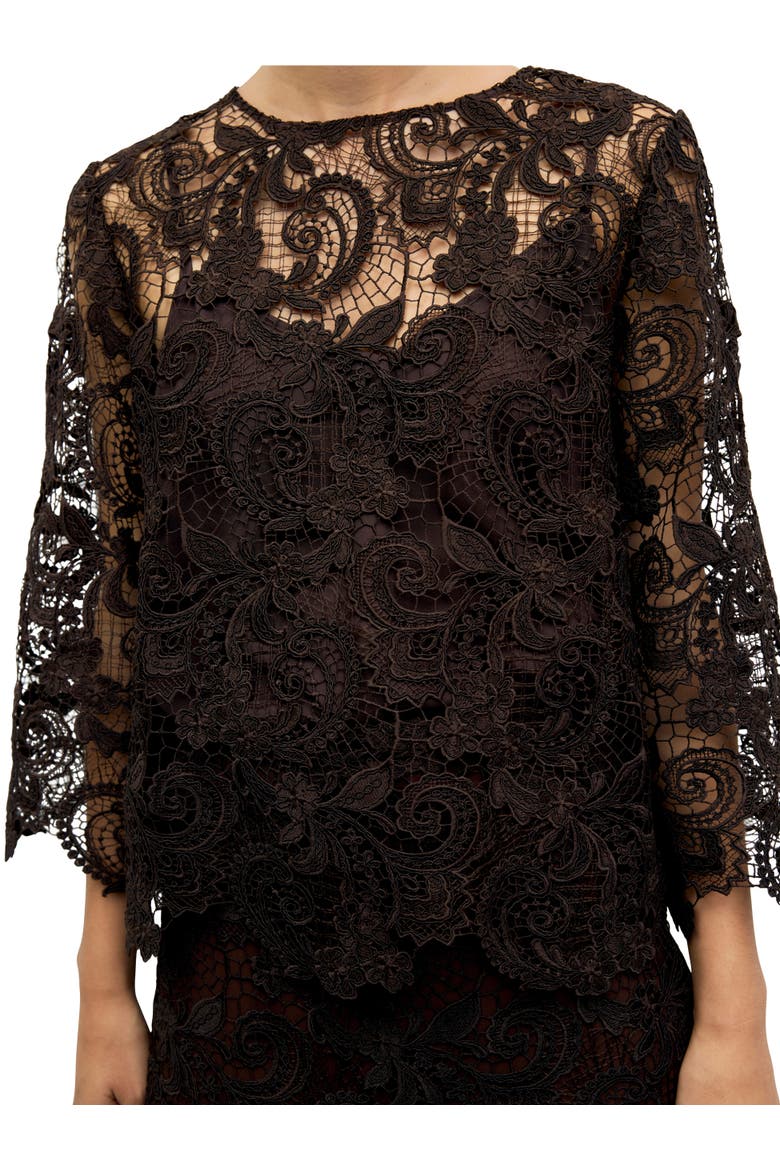 Lisou Lace Top, Alternate, color, Brown