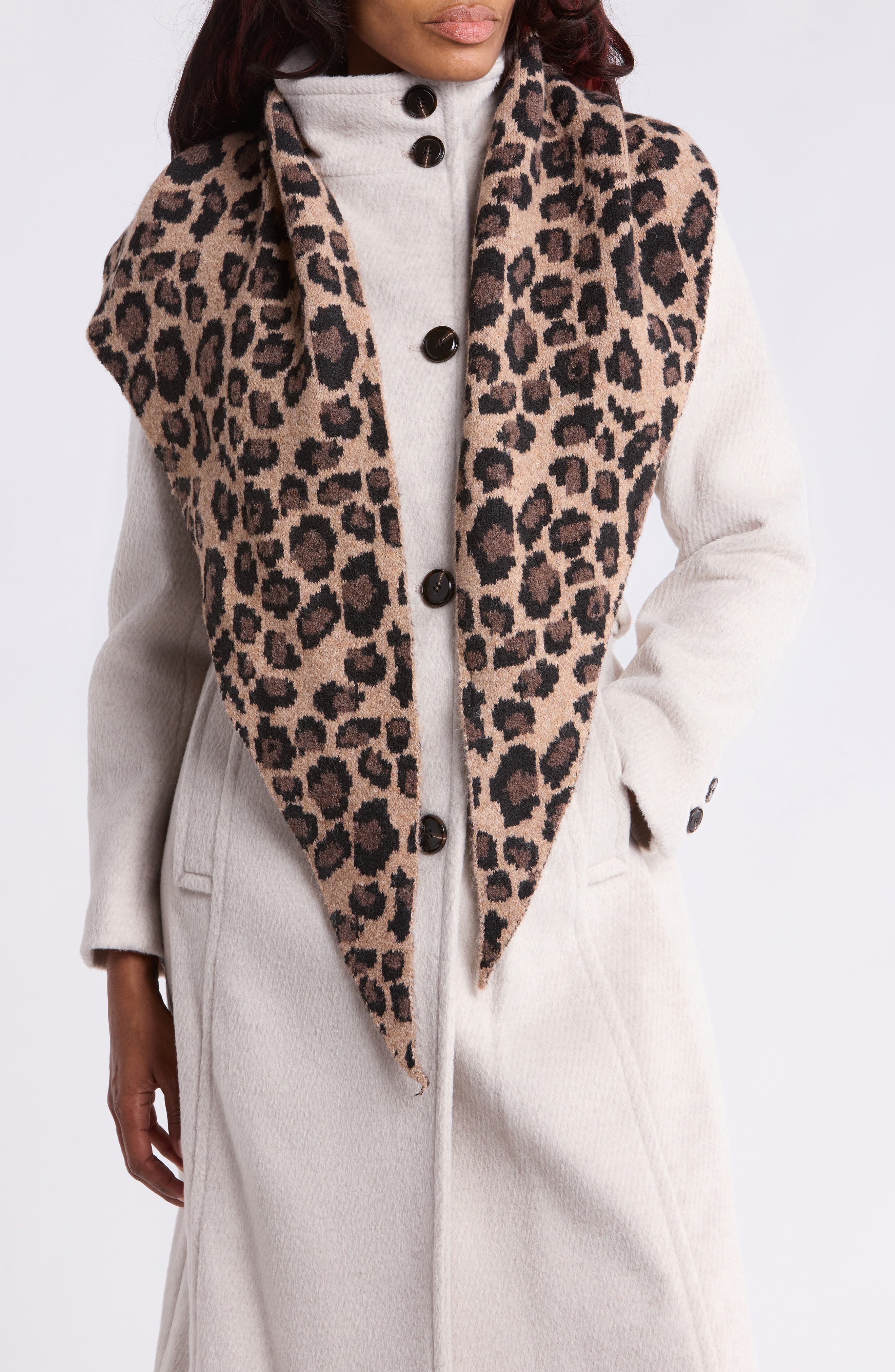 Leopard Print Knit Triangle Scarf