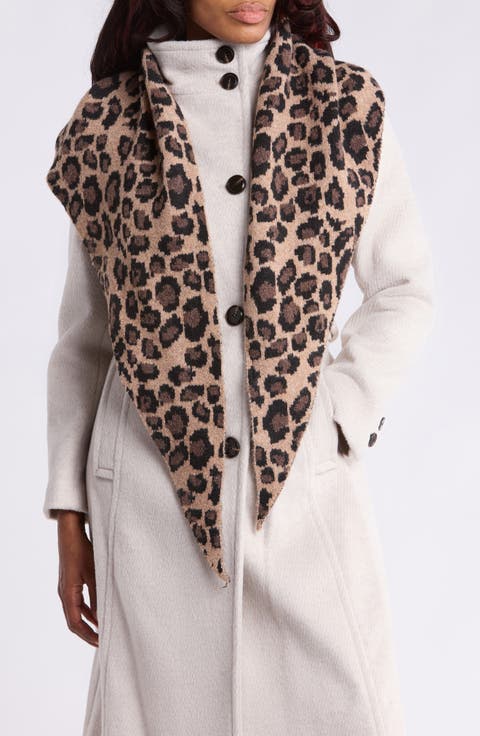 Leopard Print Knit Triangle Scarf