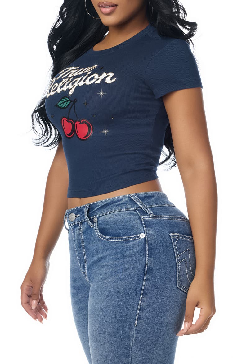 Cherry Graphic Baby Tee, Alternate, color, DRESS BLUE