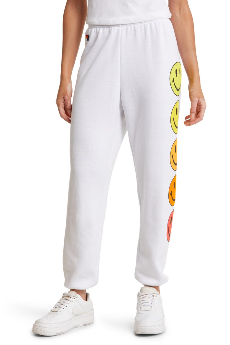 Smiley Sunset Sweatpants, Main, color, WHITE