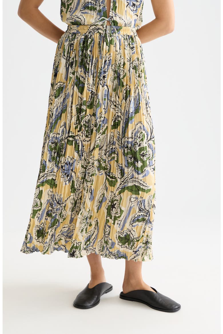 Pleated Midi Skirt, Main, color, LUCKY BANDANA MULTI PARSNIP