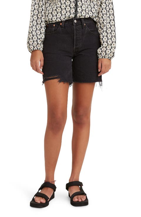 501® Mid Thigh Denim Shorts (Lunar Black)
