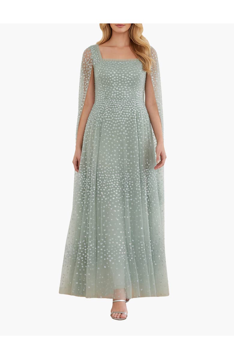 Needle & Thread Scatter Dot Cape Sleeve Ankle Gown, Main, color, Laurel