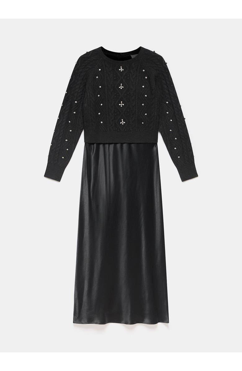 MINT VELVET Layered Embellished sweater Maxi Dress, Alternate, color, Black