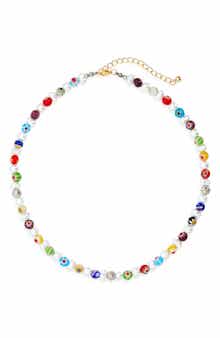 EYE CANDY LOS ANGELES Milliefiori & Faux Pearl Beaded Necklace