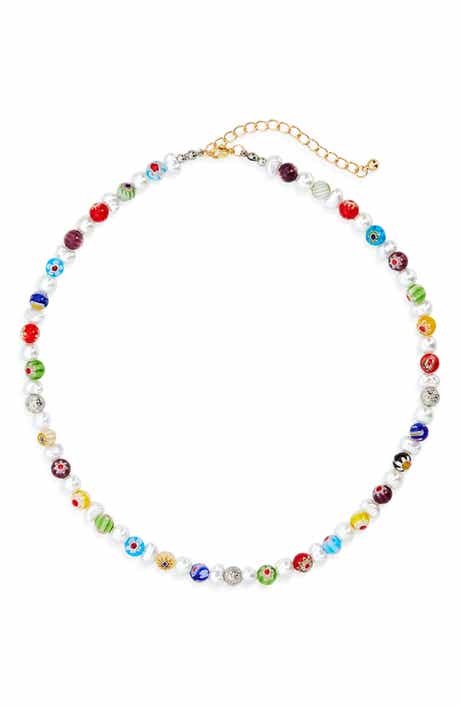 Milliefiori & Faux Pearl Beaded Necklace