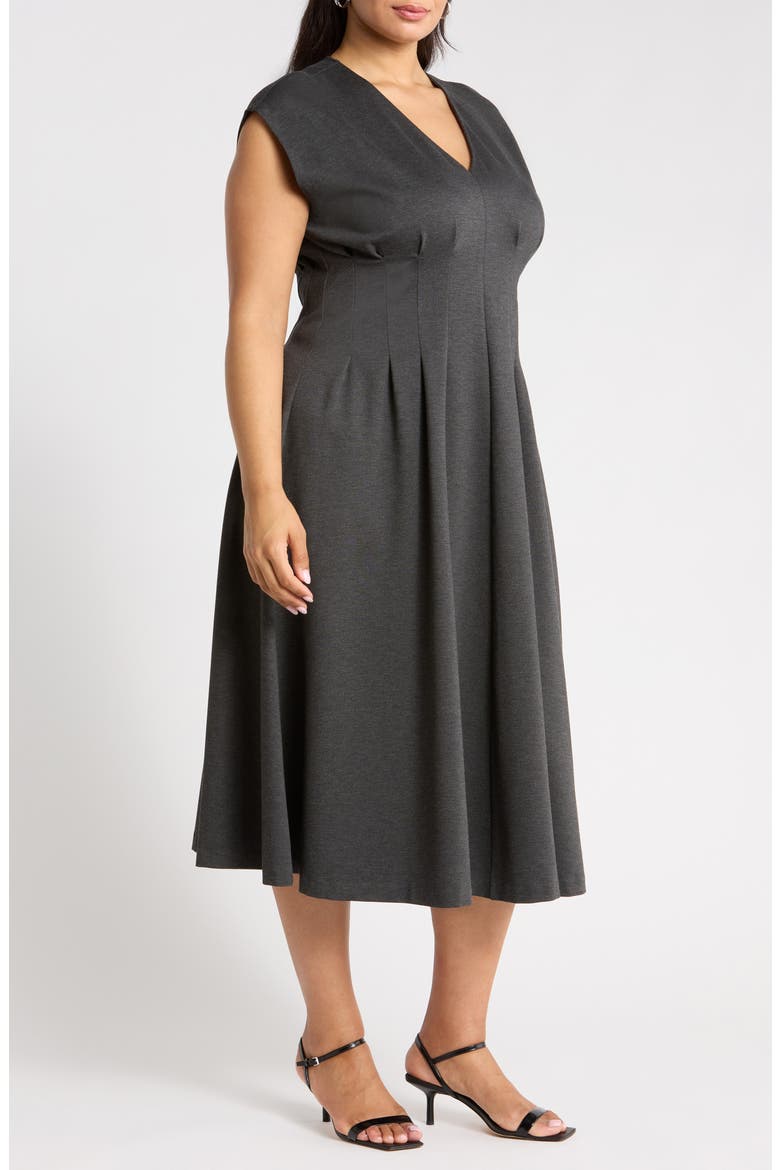 Seamed Ponte V-Neck Dress, Alternate, color, GREY DARK HEATHER