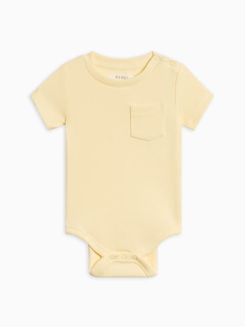 Organic Cotton Dana Ribbed Short Sleeve Pocket Bodysuit (Baby)