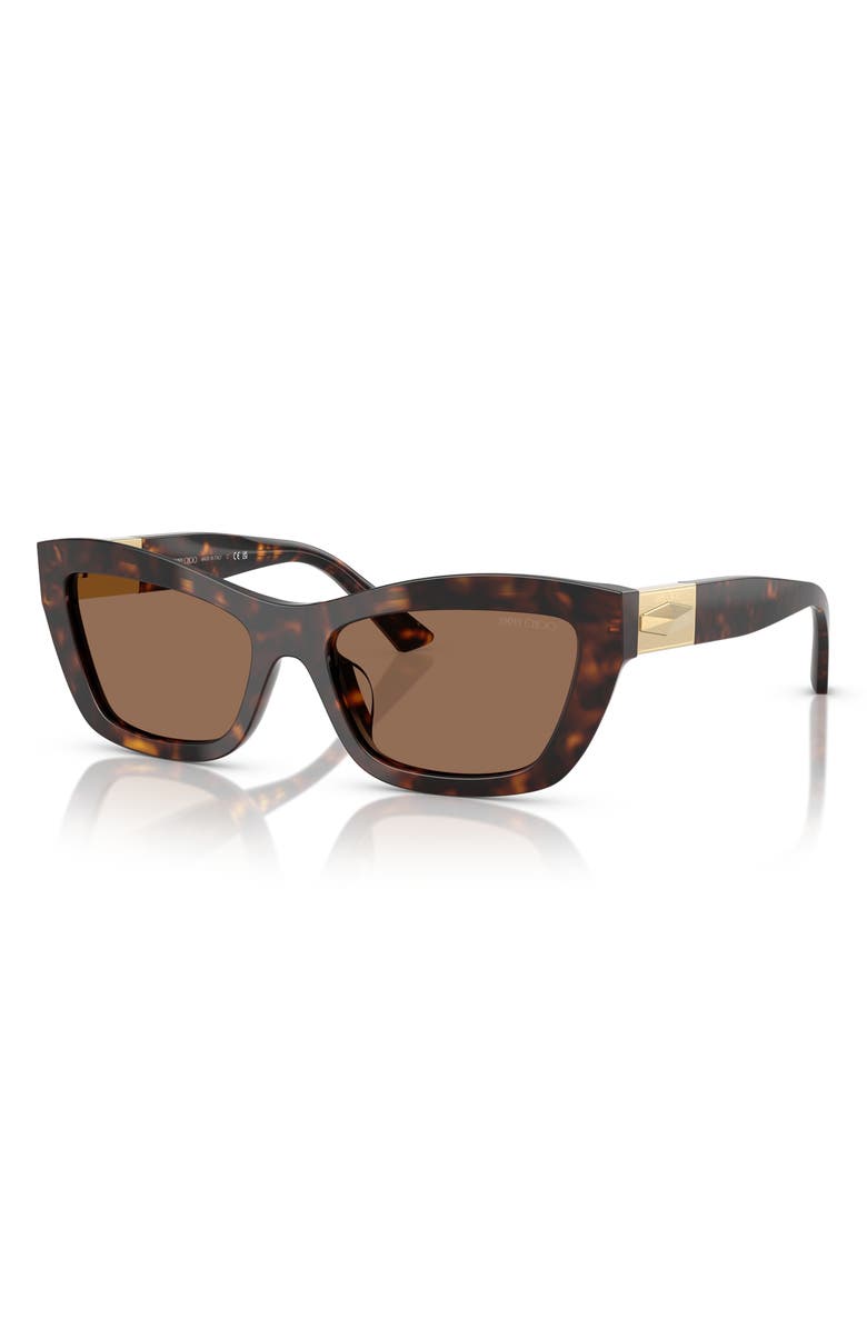 Jimmy Choo 54mm Cat Eye Sunglasses, Alternate, color, Havana