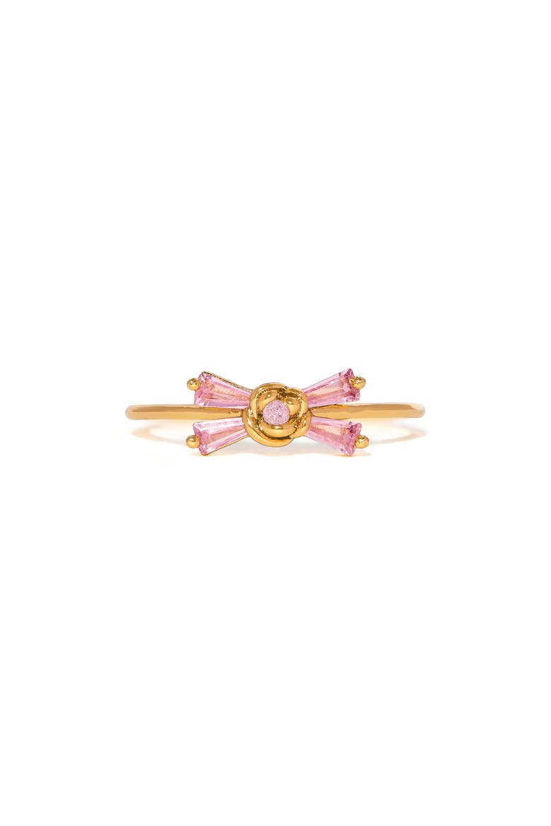 Rosette Ribbon Ring, Main, color, GOLD/ PINK
