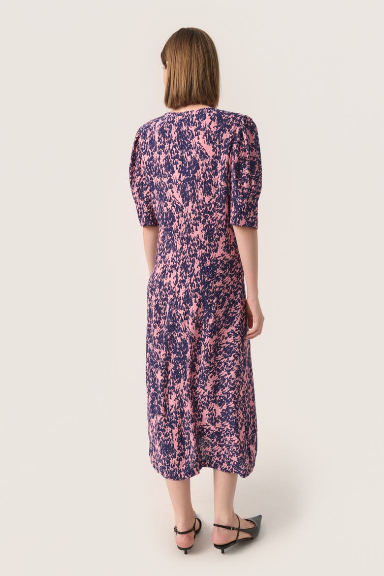 SLSylvia V-neck Short Sleeve Midi Dress, Alternate, color, Blush Drop Print
