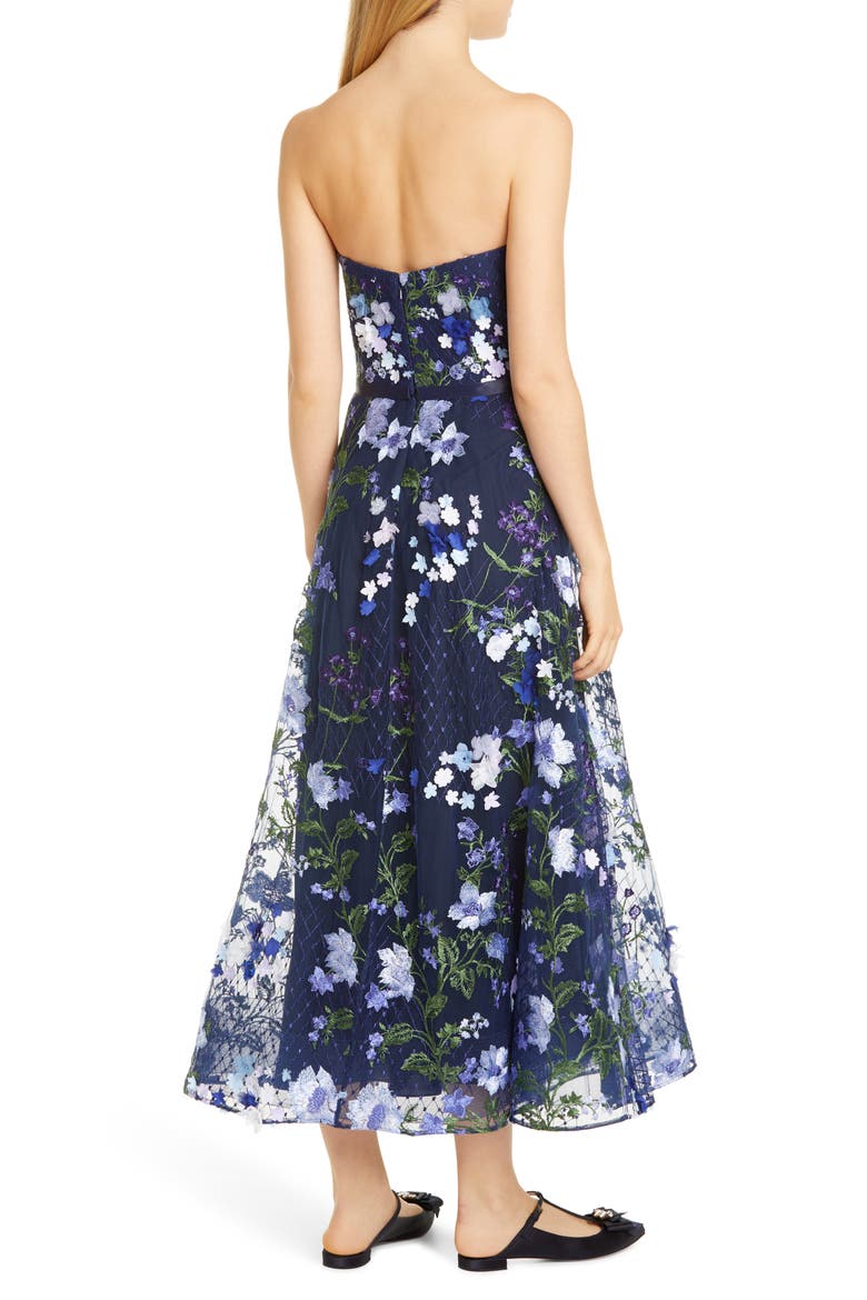 3D Floral Lace Midi Dress, Alternate, color, NAVY