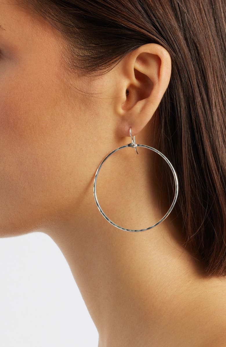 Nashelle Signature Large Hammered Hoop Earrings, Alternate, color, Sterling Silver