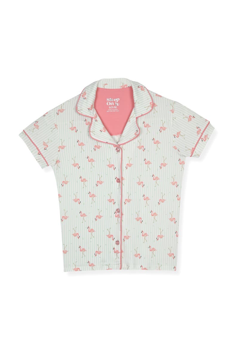 Kids' Two-Piece Short Pajamas & Headband Set, Alternate, color, AQUA
