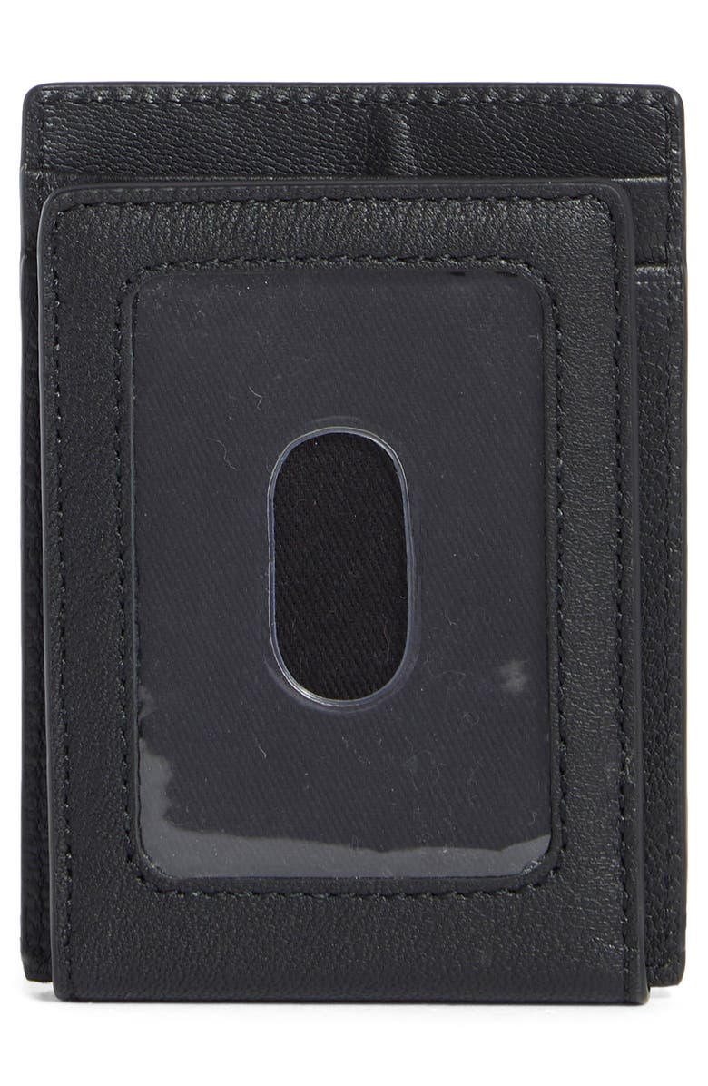 Cole Haan Veronique Leather Card Case, Alternate, color, Black/ Cognac