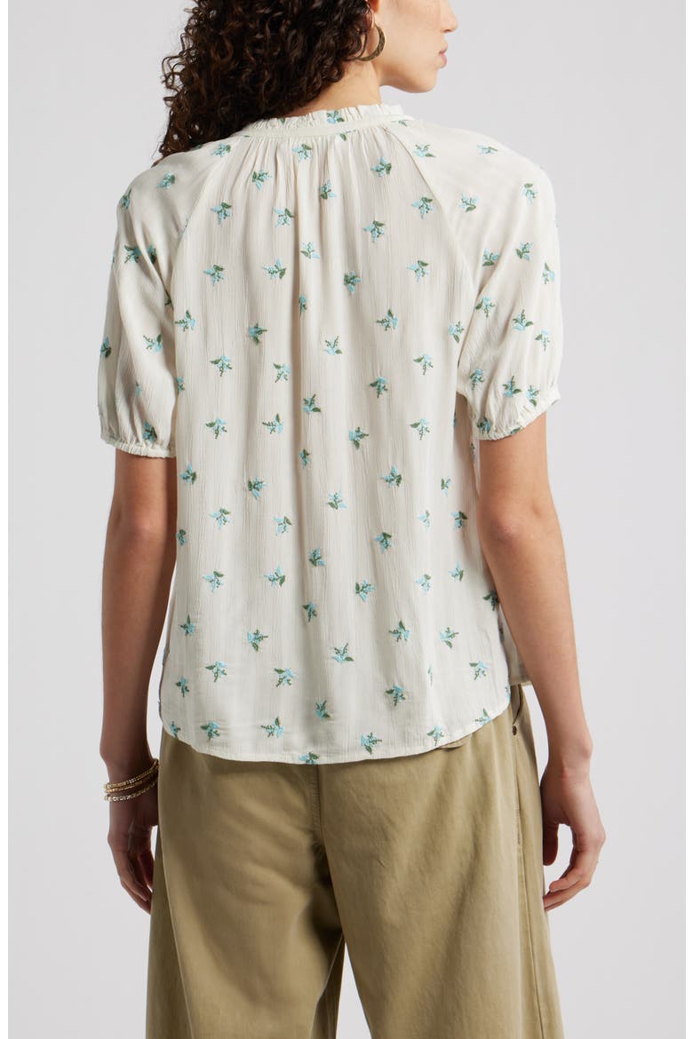 Floral Button-Up Top, Alternate, color, IVORY- BLUE GARDEN DITSY