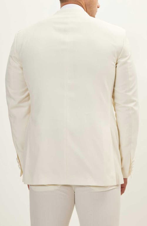 Ron Tomson Trim Fit Peak Lapel Wool & Silk Tuxedo In White