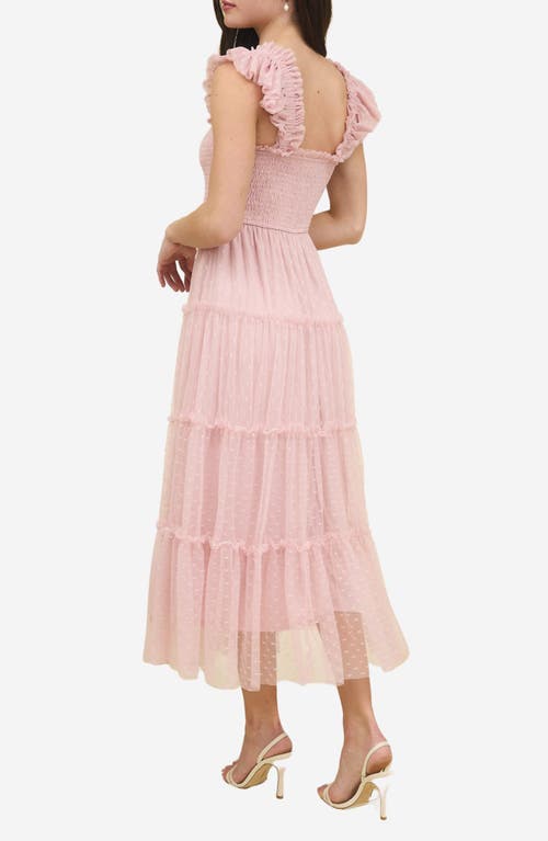 BLU PEPPER BLU PEPPER MESH SMOCKED TIERED MIDI DRESS