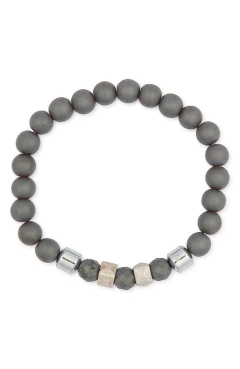 Men's Stainless Steel Geometric Beaded Bracelet
