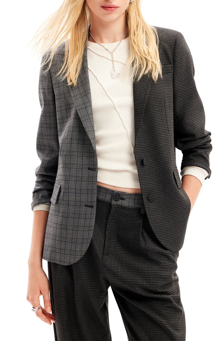 Desigual Houndstooth Patch Blazer, Main, color, 