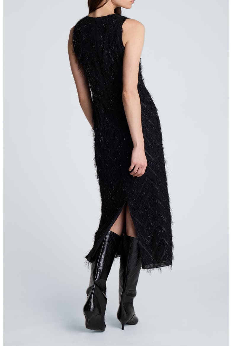 Fringe Racerback Midi Sheath Dress, Alternate, color, BLACK