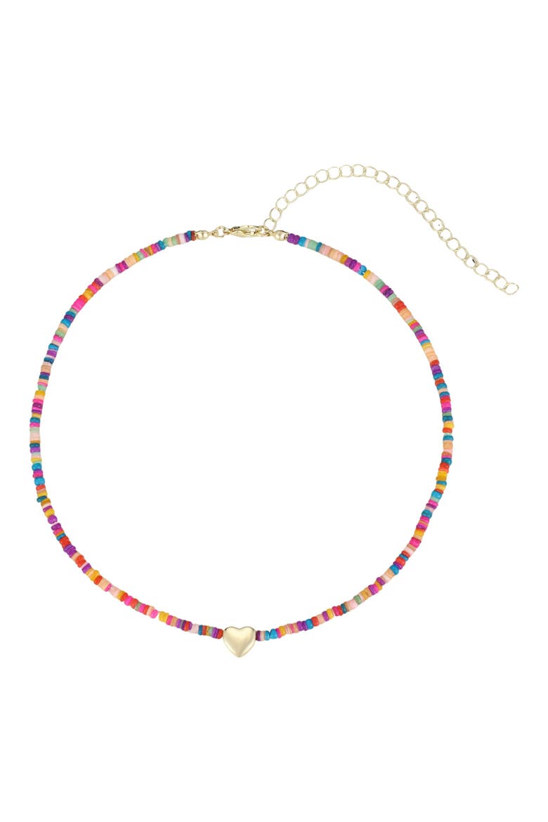 Mixed Beads Heart Pendant Necklace, Main, color, GOLD