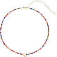 Adornia Mixed Beads Heart Pendant Necklace