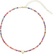 Adornia Mixed Beads Heart Pendant Necklace