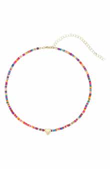 Mixed Beads Heart Pendant Necklace