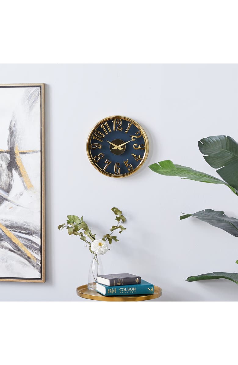 WILLOW ROW Blue Aluminum Coastal Wall Clock, Alternate, color, Blue