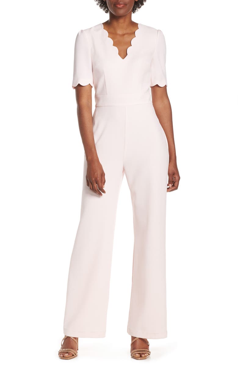 Harper Rose Scallop V-Neck Jumpsuit, Main, color, Blush