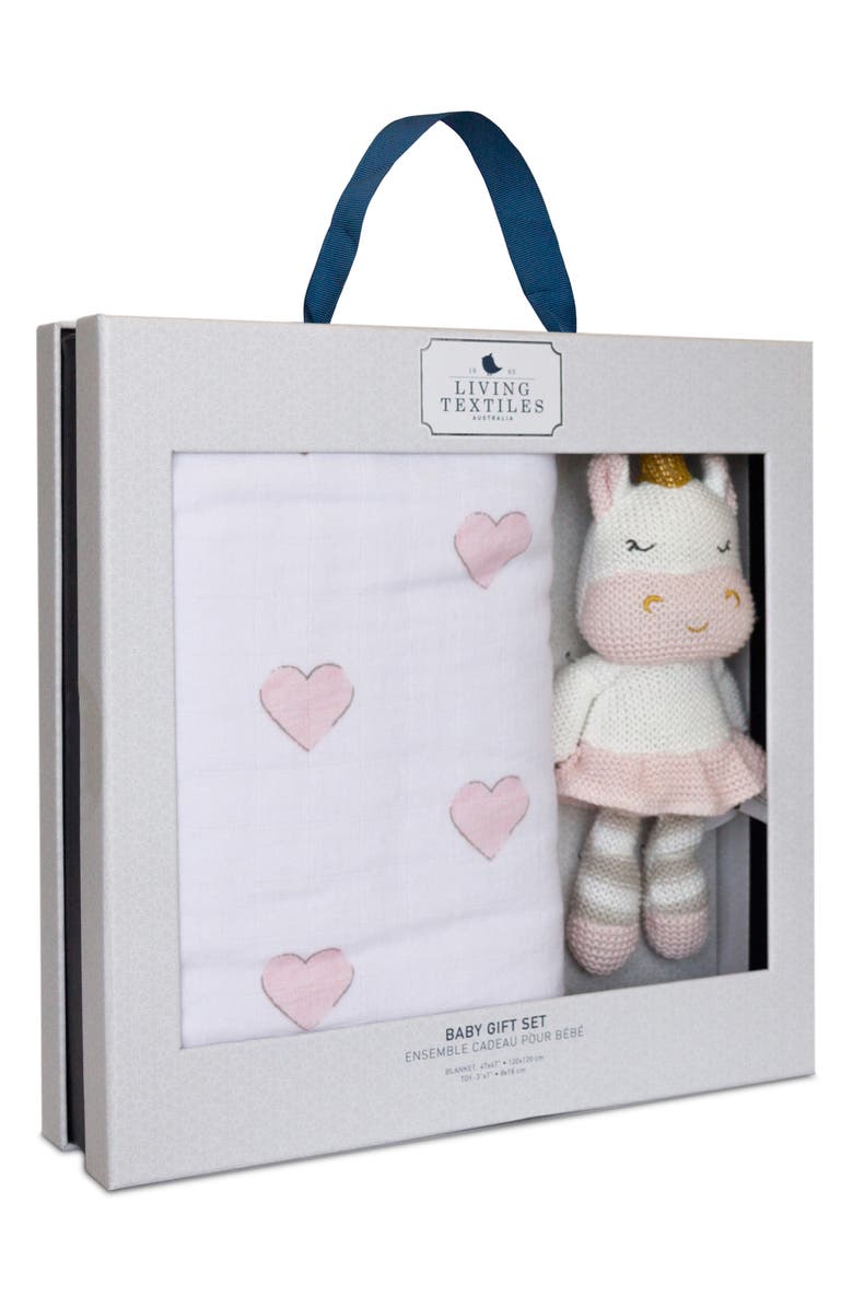 Living Textiles Baby Bento Swaddle Blanket & Kenzie Stuffed Animal Gift Set, Alternate, color, 