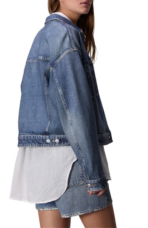 Rag & Bone /jean Miramar Trompe L'oeil Faux Denim Terry Trucker Jacket In Blue