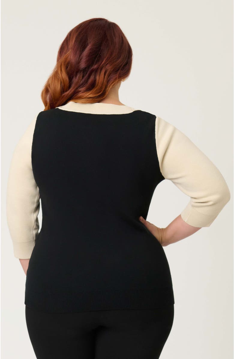 Unique Vintage Plus Size Minou Sweater, Alternate, color, Black/White