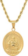 STEELTIME Men's 18k Gold Plated Buddha Pendant Rope Chain Necklace