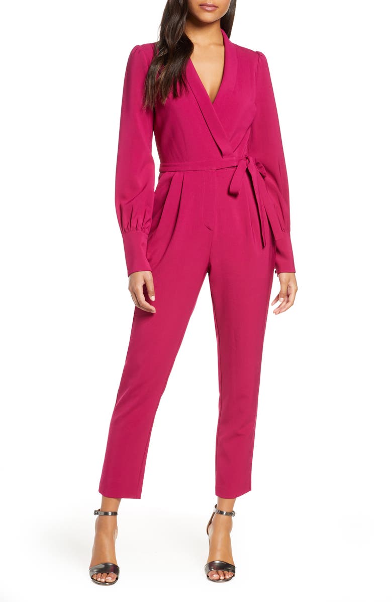 Adelyn Rae Carmela Long Sleeve Wrap Jumpsuit, Main, color, 