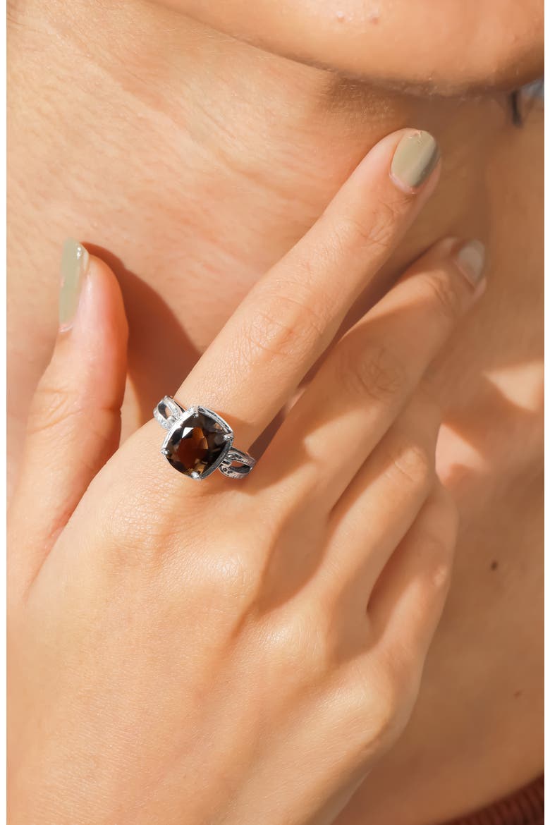 Sterling Silver Quartz Ring, Alternate, color, BROWN