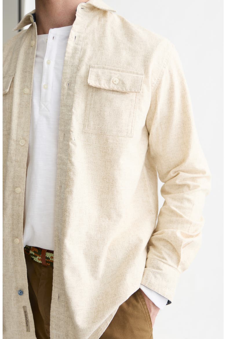 Regular Fit Mélange Button-Up Shirt, Alternate, color, EGGNOG