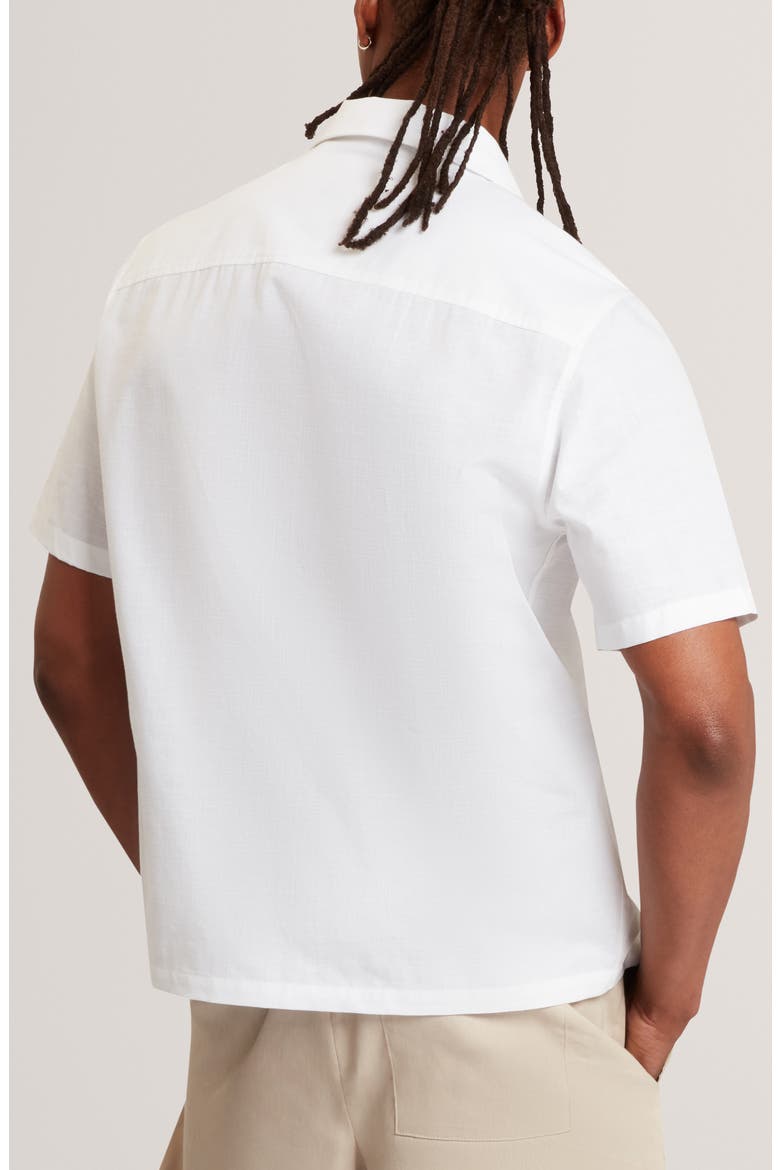 Gallagr Linen & Cotton Camp Shirt, Alternate, color, WHITE