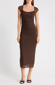 AFRM Brixton Square Neck Ruched Dress