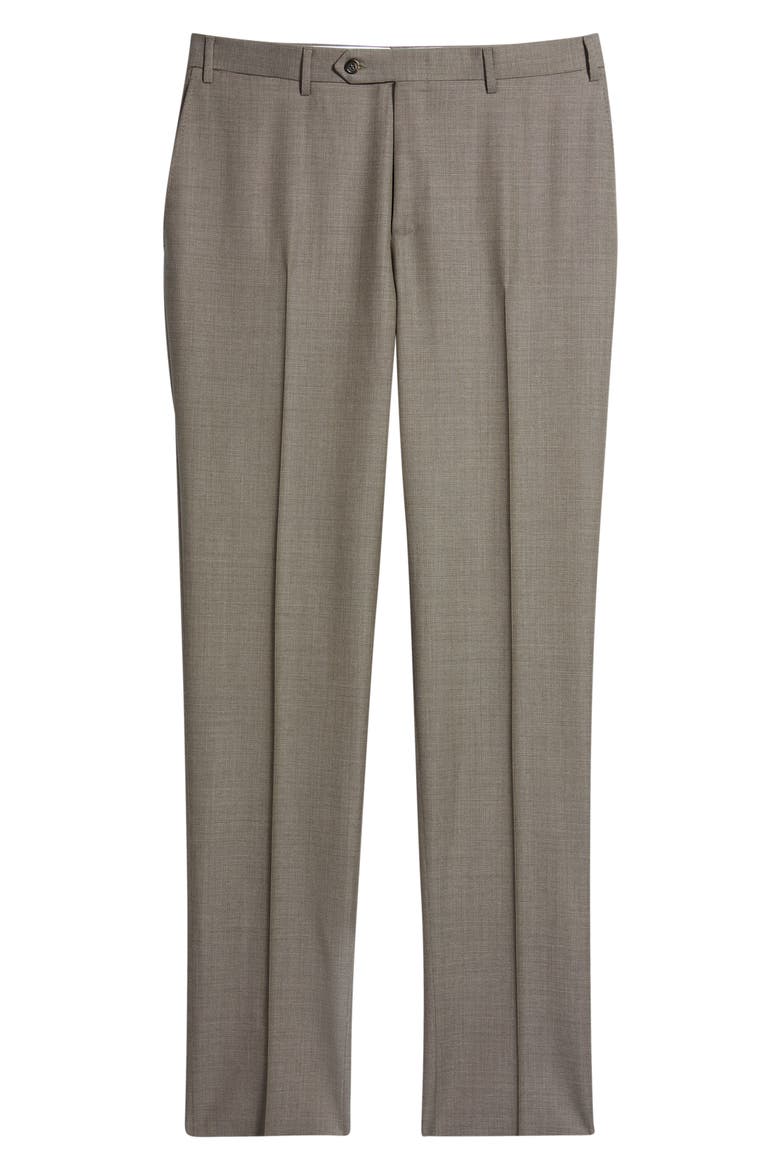 Siena Regular Fit Flat Front Solid Wool Suit Pants, Alternate, color, BEIGE